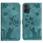 For OPPO A76 4G / A96 4G / Realme 9i Butterfly Cat Embossing Flip Leather Phone Case(Wathet)