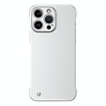 For iPhone 15 Pro Max Frameless Metallic Paint Hybrid PC Phone Case(Space Silver)