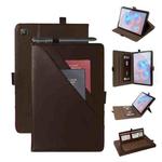 For Samsung Galaxy Tab S6 Lite P610/P615 Horizontal Flip Double Holder Leather Case with Holder & Card Slots & Photo Frame(Brown)