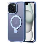 For iPhone 15 Skin Feel MagSafe Magnetic Holder Phone Case(Blue)