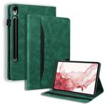 For Samsung Galaxy Tab S9 FE+ Splicing Shockproof Leather Tablet Case(Green)
