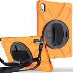 For Huawei Matepad 10.4 inch Shockproof Colorful Silicone + PC Protective Case with Holder & Shoulder Strap & Hand Strap & Pen Slot(Orange)