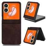 For Tecno Phantom V Flip2 Litchi Texture Back Cover Phone Case(Brown)