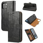 For iPhone 15 Crazy Horse Texture Detachable Horizontal Flip PU Case(Black)