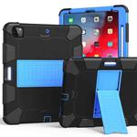 For iPad Pro 12.9 (2018) / (2020) Shockproof Two-Color Silicone Protective Tablet Case with Holder(Black+Blue)