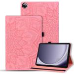 For Samsung Galaxy Tab A9+ Calf Texture Embossed Leather Tablet Case(Pink)