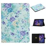 For Samsung Galaxy Tab A9+ Flower Pattern Horizontal Flip PU Tablet Case with Sleep / Wake-up Function(Purple Flower)
