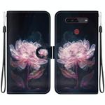 For LG K41s / K51s Crystal Texture Colored Drawing Leather Phone Case(Purple Peony)