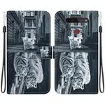 For LG K41s / K51s Crystal Texture Colored Drawing Leather Phone Case(Cat Tiger Reflection)