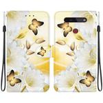 For LG K41s / K51s Crystal Texture Colored Drawing Leather Phone Case(Gold Butterfly Epiphyllum)