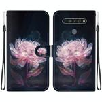 For LG K61 Crystal Texture Colored Drawing Leather Phone Case(Purple Peony)
