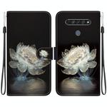 For LG K61 Crystal Texture Colored Drawing Leather Phone Case(Crystal Peony)