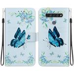 For LG K61 Crystal Texture Colored Drawing Leather Phone Case(Blue Pansies)