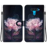 For LG K50 / Q60 Crystal Texture Colored Drawing Leather Phone Case(Purple Peony)