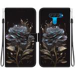 For LG K50 / Q60 Crystal Texture Colored Drawing Leather Phone Case(Black Rose)