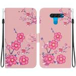 For LG K50 / Q60 Crystal Texture Colored Drawing Leather Phone Case(Cherry Blossoms)