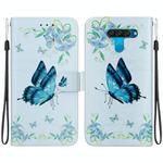 For LG K50 / Q60 Crystal Texture Colored Drawing Leather Phone Case(Blue Pansies)