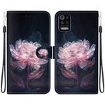 For LG K52 / K62 / Q52 Crystal Texture Colored Drawing Leather Phone Case(Purple Peony)