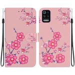 For LG K52 / K62 / Q52 Crystal Texture Colored Drawing Leather Phone Case(Cherry Blossoms)