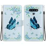For LG Stylo 6 / K71 Crystal Texture Colored Drawing Leather Phone Case(Blue Pansies)