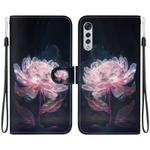 For LG Velvet / G9 Crystal Texture Colored Drawing Leather Phone Case(Purple Peony)