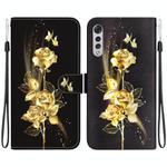 For LG Velvet / G9 Crystal Texture Colored Drawing Leather Phone Case(Gold Butterfly Rose)