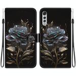 For LG Velvet / G9 Crystal Texture Colored Drawing Leather Phone Case(Black Rose)