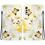 For LG Velvet / G9 Crystal Texture Colored Drawing Leather Phone Case(Gold Butterfly Epiphyllum)