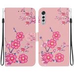 For LG Velvet / G9 Crystal Texture Colored Drawing Leather Phone Case(Cherry Blossoms)