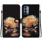 For OnePlus Nord N200 5G Crystal Texture Colored Drawing Leather Phone Case(Gold Peony)