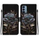 For OnePlus Nord N200 5G Crystal Texture Colored Drawing Leather Phone Case(Black Rose)