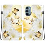 For OnePlus Nord N200 5G Crystal Texture Colored Drawing Leather Phone Case(Gold Butterfly Epiphyllum)
