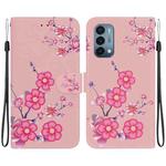 For OnePlus Nord N200 5G Crystal Texture Colored Drawing Leather Phone Case(Cherry Blossoms)