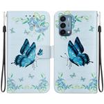 For OnePlus Nord N200 5G Crystal Texture Colored Drawing Leather Phone Case(Blue Pansies)