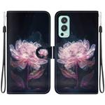 For OnePlus Nord 2 5G Crystal Texture Colored Drawing Leather Phone Case(Purple Peony)