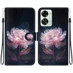 For OnePlus Nord 2T Crystal Texture Colored Drawing Leather Phone Case(Purple Peony)