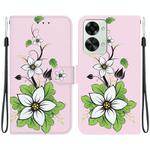 For OnePlus Nord 2T Crystal Texture Colored Drawing Leather Phone Case(Lily)