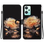 For OnePlus Nord CE 2 Lite 5G Crystal Texture Colored Drawing Leather Phone Case(Gold Peony)