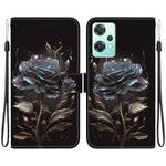 For OnePlus Nord CE 2 Lite 5G Crystal Texture Colored Drawing Leather Phone Case(Black Rose)