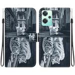 For OnePlus Nord CE 2 Lite 5G Crystal Texture Colored Drawing Leather Phone Case(Cat Tiger Reflection)