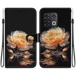 For OnePlus 10 Pro 5G Crystal Texture Colored Drawing Leather Phone Case(Gold Peony)