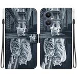 For OnePlus Nord N20 5G Crystal Texture Colored Drawing Leather Phone Case(Cat Tiger Reflection)