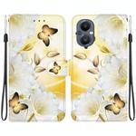 For OnePlus Nord N20 5G Crystal Texture Colored Drawing Leather Phone Case(Gold Butterfly Epiphyllum)