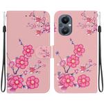 For OnePlus Nord N20 5G Crystal Texture Colored Drawing Leather Phone Case(Cherry Blossoms)