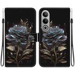 For OnePlus Nord CE4 5G Crystal Texture Colored Drawing Leather Phone Case(Black Rose)