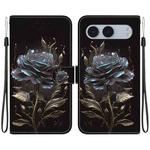 For OnePlus Nord 4 Crystal Texture Colored Drawing Leather Phone Case(Black Rose)