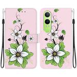 For OnePlus Nord CE4 Lite Crystal Texture Colored Drawing Leather Phone Case(Lily)