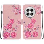 For OnePlus 13 Crystal Texture Colored Drawing Leather Phone Case(Cherry Blossoms)