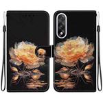 For OnePlus Ace 5 Ultra / Nord 5 5G Crystal Texture Colored Drawing Leather Phone Case(Gold Peony)