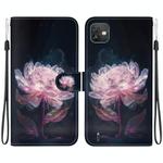 For Wiko Y82 Crystal Texture Colored Drawing Leather Phone Case(Purple Peony)